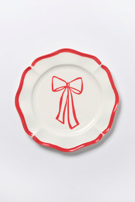 The Season Red Bow Dinner Plate