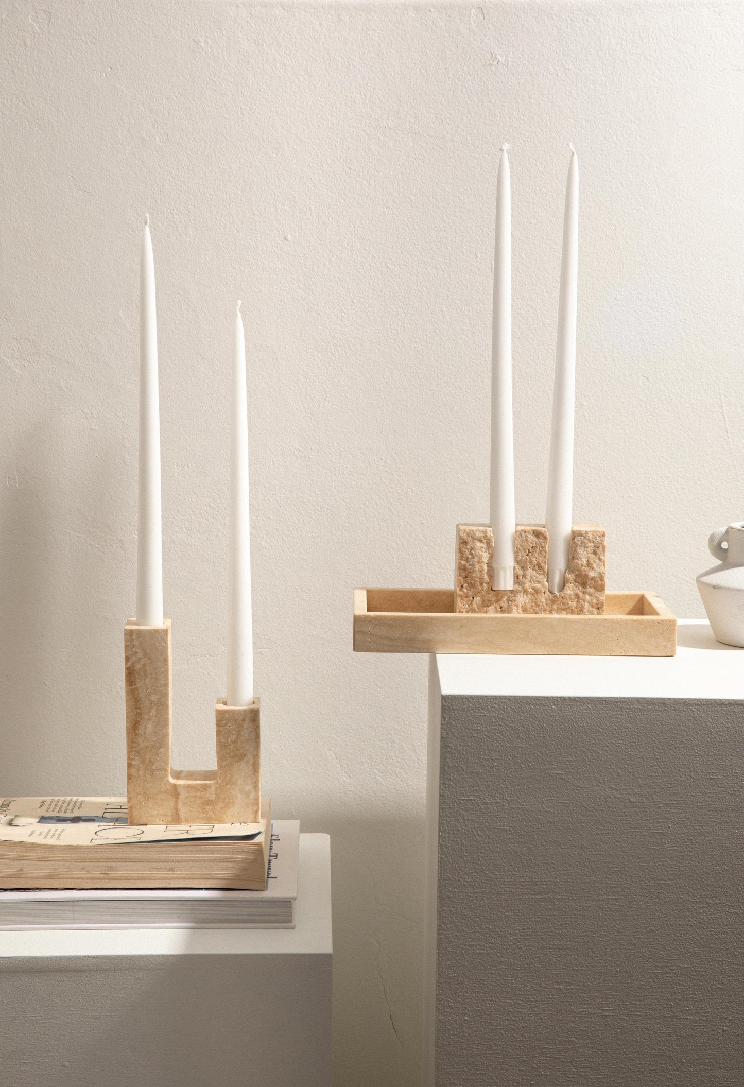 Travertine Lithos Candlestick Holder