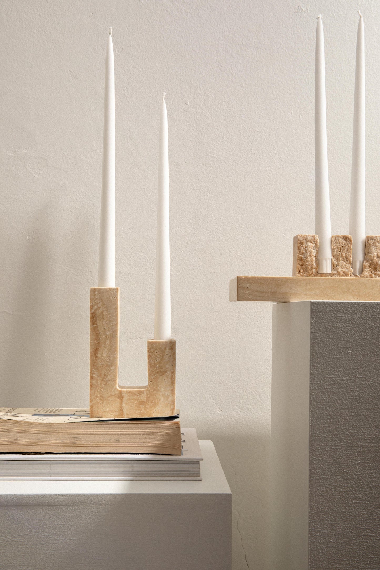 Travertine Irregular Candlestick Holder