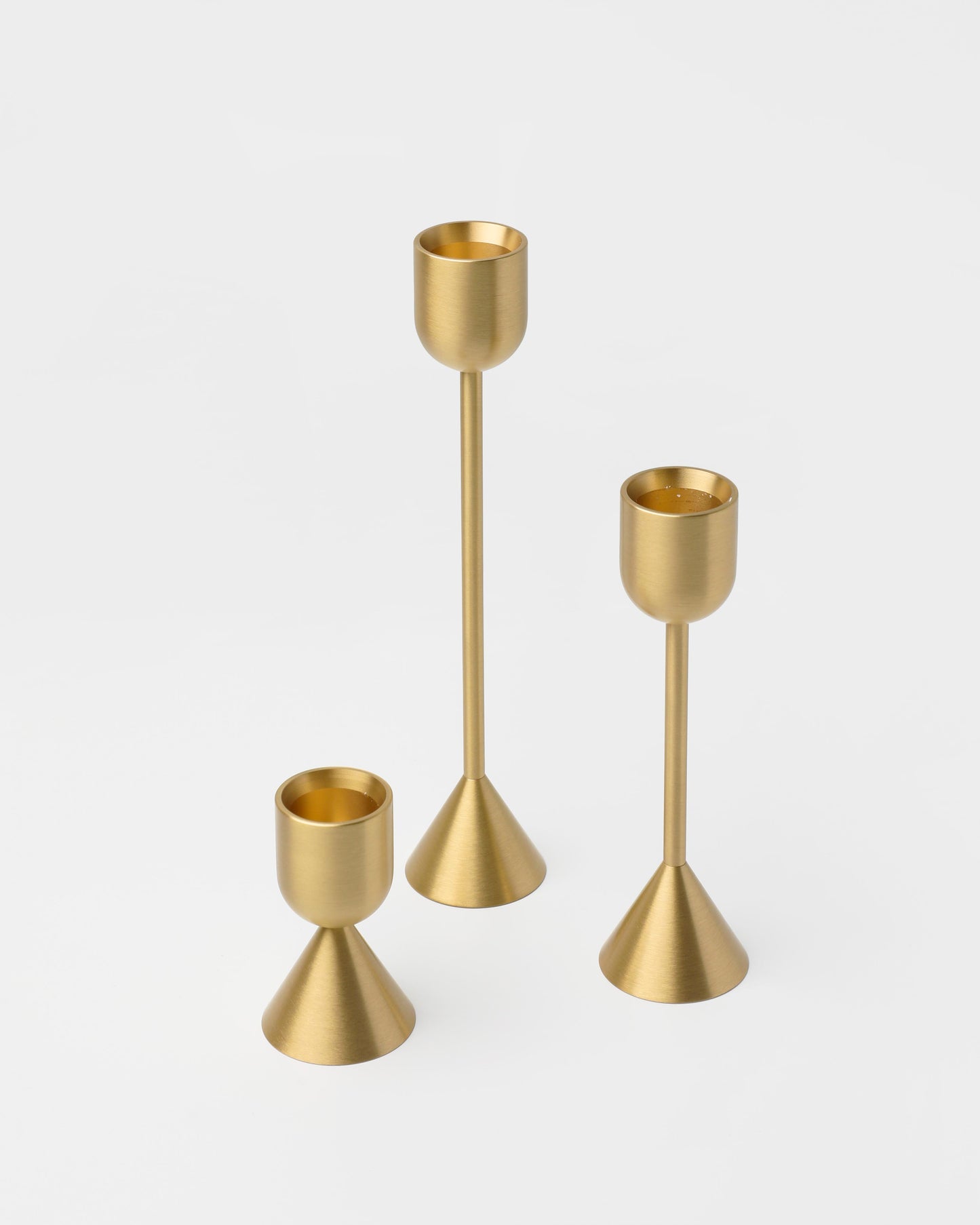 Gold Candlestick Holders Trio