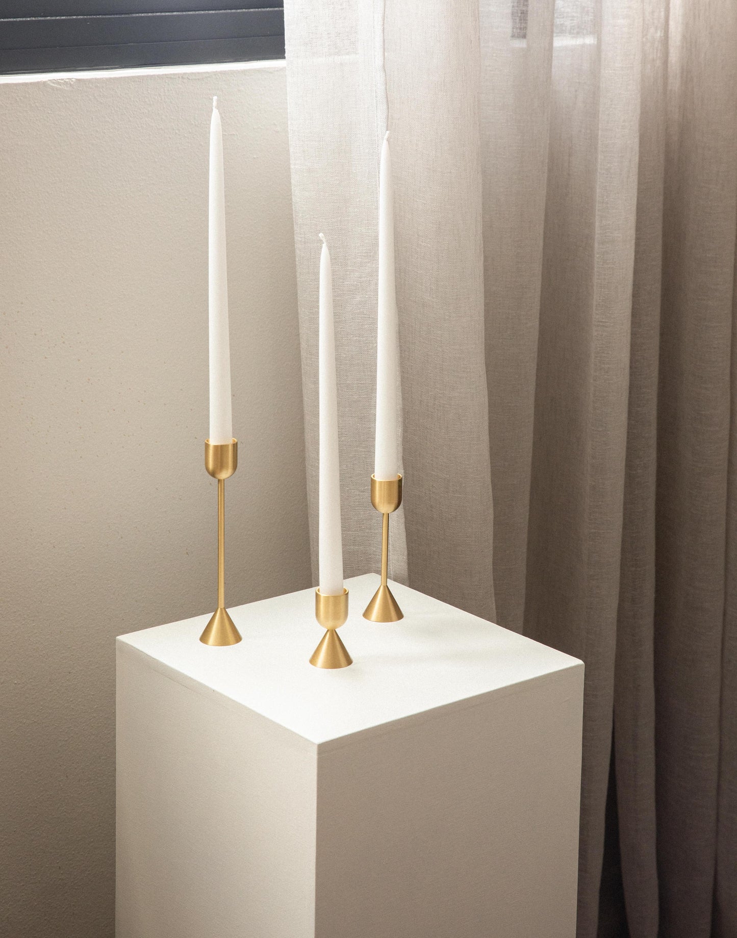 Gold Candlestick Holders Trio