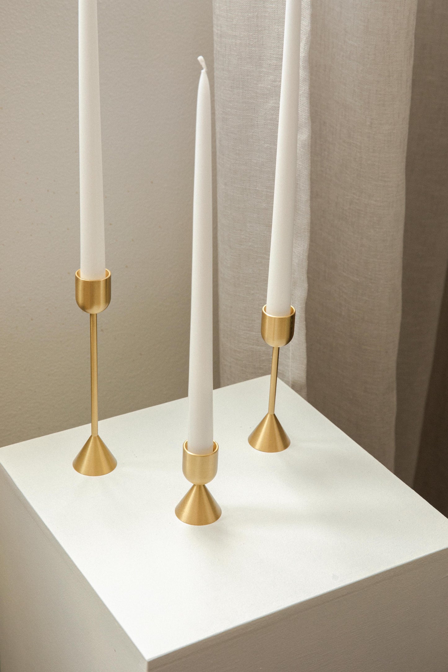 Gold Candlestick Holders Trio