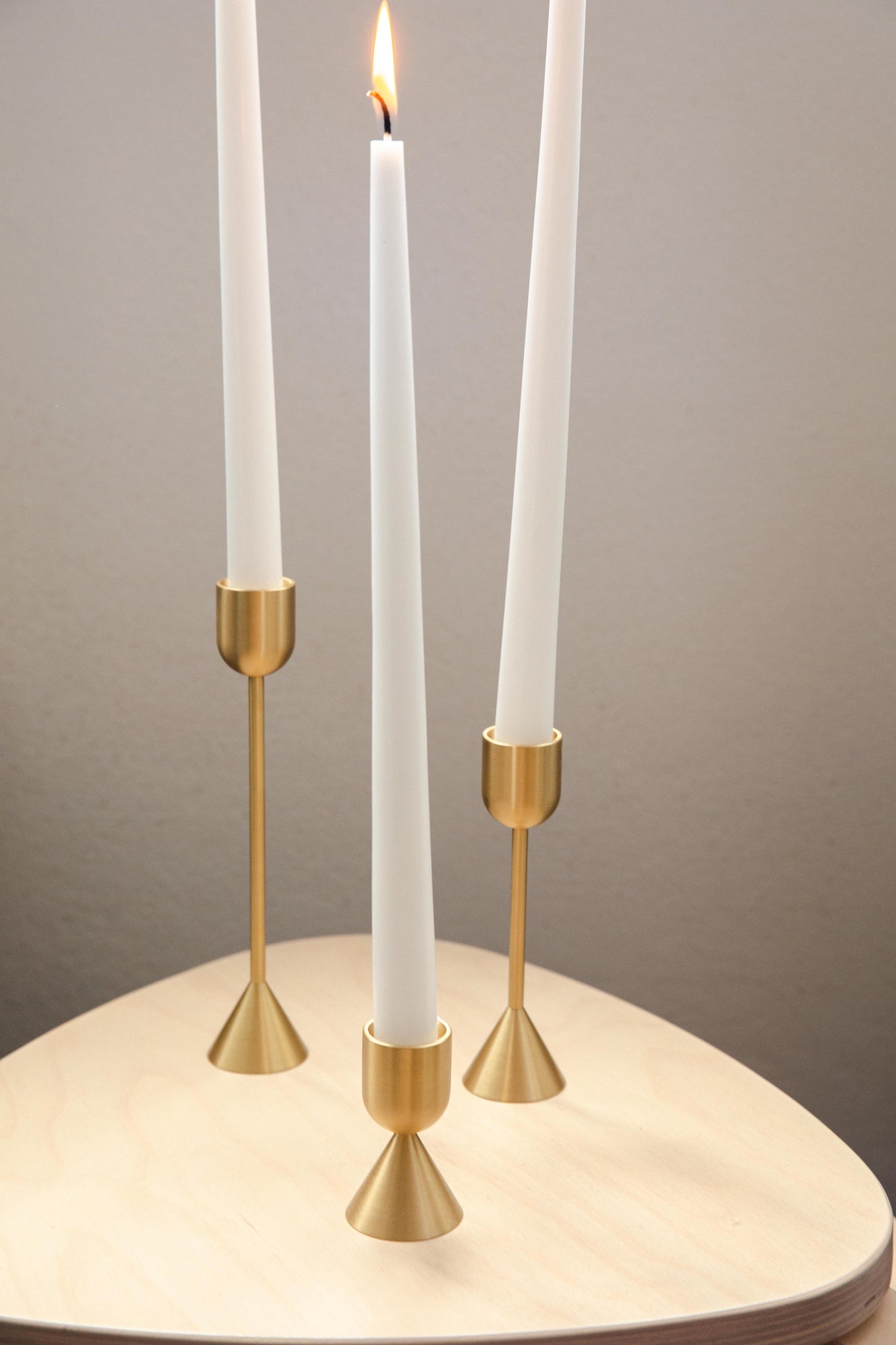 Gold Candlestick Holders Trio